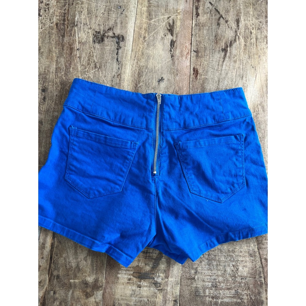 Royal Blue Vintage Stretchy Shorts Exposed Zipper Junior Size 3‎